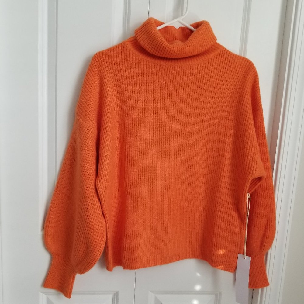 Orange turtleneck sweater